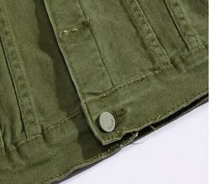 Veste en jean vert ombré et poches Casual Chic Outerwear - Product Image 3