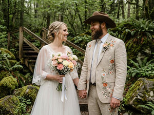 Costume de mariage occidental brodé de fleurs pour homme, style cowboy, ensemble blazer et pantalon pour le marié - Product Image 3