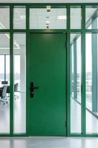 卓紅グリーンモダンメタルドア防火中空鋼鉄製アパート外装用、スーパーマーケット内装プロジェクトソリューション用 - Product Image 2