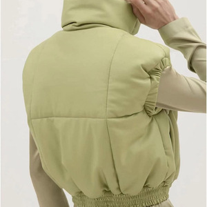 Vente chaude nouveau Style femmes bouffant gilet col montant fermeture éclair sans manches veste vêtements d'extérieur décontracté mode gilet pour les femmes - Product Image 3