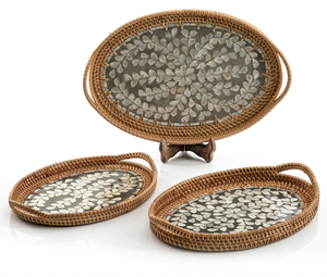 Premium Quality Rattan Serving <b>Tray</b> Round Shape <b>Large</b> Size Jute Server Ware Wedding Food Nuts Fruits Serving <b>Tray</b> From India - Product Image 1