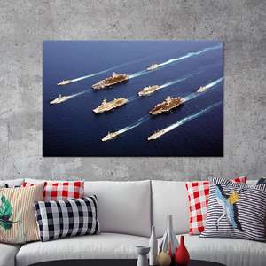 Impression sur toile de navires de la marine : décoration artistique moderne sur le thème de la mer, toile enveloppée 1P - Product Image 1