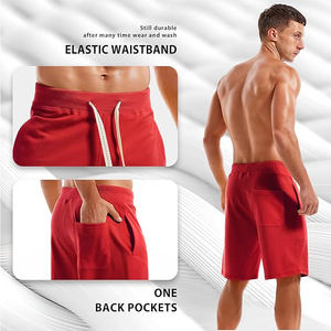 Shorts en molleton 100% coton pour homme, tissu en laine unie, taille élastique, décontracté, entraînement, confort, léger, durable, ajusté - Product Image 4