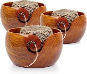 100% Handmade Acacia Wooden Yarn Bowl Holder Fashion Style Eco-Friendly Multifunctional <b>Crochet</b> Tool Customized Size - Product Image 5