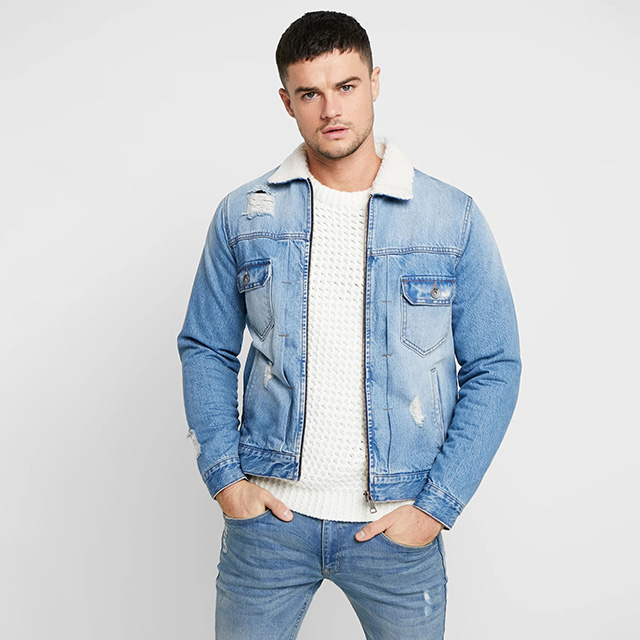 Jaqueta jeans masculina forrada com pele, jaqueta jeans Sherpa mais espessa de inverno, corta-vento