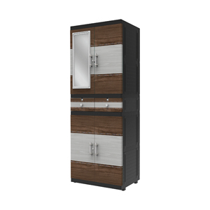 Multi function dual door plastic cabinet <b>with</b> mirror suitable for indoors and outdoors <b>storage</b> needs <b>with</b> vast <b>storage</b> space - Product Image 1