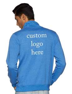 Sweats à capuche LOGO personnalisés de haute qualité pour hommes couleur bleue surdimensionnée à la mode nouveau look design zippé Sweats à capuche pour hommes - Product Image 4