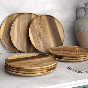 Assiette de chargeur d'ustensiles de cuisine Assiette en bois d'acacia au design classique pour restaurant et table faite à la main en vrac - Product Image 3