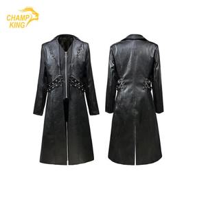 Chaqueta o Abrigo Steampunk de Cuero para Hombre con Capucha - Abrigo Gótico Victoriano de Vampiro Medieval con Cola Ajustable - Product Image 1