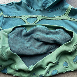เสื้อกันหนาวมีฮู้ดสองชั้นแบบสวมหัวสำหรับผู้ชายฟอกสีแนววินเทจ - Product Image 6