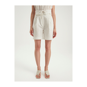 Mono sin Mangas de Algodón Blanco con Encaje para Mujer, con Cinturón, Cintura Alta, Estilo Minimalista, Tejido Transpirable - Product Image 4