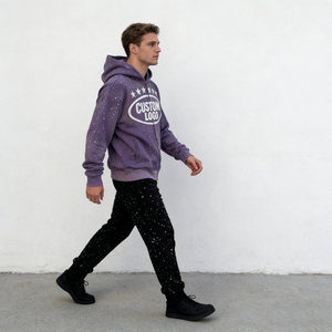 Sweat à capuche zippé personnalisé pour homme, design High Street, avec logo sur mesure, motif étoile peint au pistolet, en polaire, style streetwear décontracté - Product Image 4