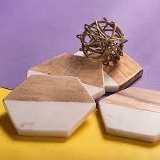 ที่รองแก้วไม้ไผ่โบราณพร้อมดีไซน์ตามสั่งถาดรองแก้วทำจากไม้หินอ่อนหินสำหรับเครื่องดื่ม - Product Image 5