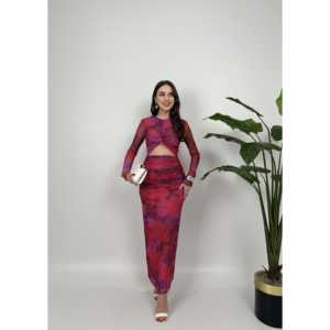 Vestido Estampado 2049 con Cintura Natural y Tela de Tul - Product Image 2