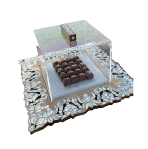 Handmade Rectangular Serving <b>Tray</b> with Mother of Pearl Shell Custom Size <b>Wood</b> Elegant Eco-Friendly Durable <b>Decorative</b> - Product Image 1