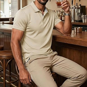 Mens Polo Shirts Short Sleeve Cotton Pique <b>3</b> Button Classic Fit Casual T Shirt Performance Golf Shirts Comfortable Breathable - Product Image 4