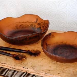 Bol à fruits en résine brun ondulé brillant, fait à la main, écologique, vaisselle de fête pour la cuisine, vaisselle de table, origine indienne - Product Image 5