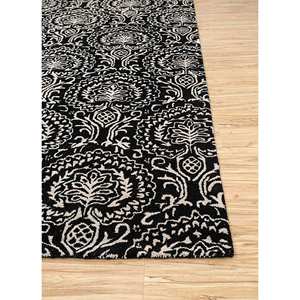 Tapis Imara en laine et viscose tufté à la main, gris et noir, motifs floraux rayés rectangulaires pour salon, tapis de chambre 3D Tuq-333 - Product Image 4