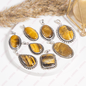 Pendentif ovale en œil de tigre, best-seller, cristaux de guérison de qualité supérieure pour la méditation, bijoux pour occasions spéciales, prix de gros. - Product Image 1