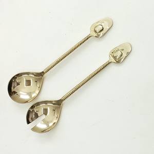 Ensemble de service à salade en acier inoxydable à poignée carrée et ronde Vaisselle plaquée or Ensemble de service décoratif pour aliments - Product Image 6