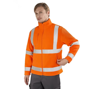 Ropa de trabajo de invierno personalizada para hombre de talla grande, chaqueta de concha suave con cremallera, nuevo forro polar reflectante, impermeable, transpirable, de punto - Product Image 2