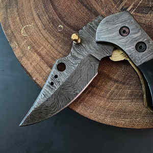 Venta caliente cuchillo plegable de acero de Damasco completo cuchillo de bolsillo al aire libre con Funda de cuero - Product Image 4