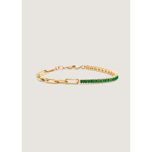 Serena Baguette <b>Emerald</b> Tennis Link Bracelet 14k Solid Gold AA+ Clarity Lobster Clasp Closure Fashionable Jewelry Accessory - Product Image 1