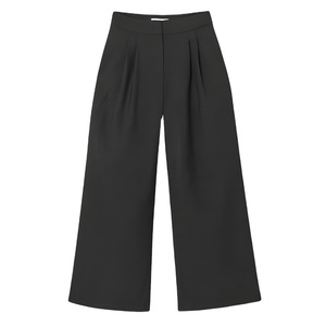 Pantalon en toile uni pour femme, taille mi-haute, coupe droite, longueur entière, coupe régulière, respirant, séchage rapide, avec cordon de serrage - Product Image 1