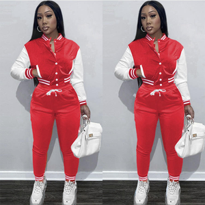 Ensemble survêtement deux pièces à carreaux personnalisé pour femmes, veste universitaire, pantalon de jogging, tenue streetwear, vêtements de sport, survêtement zippé, vente en gros - Product Image 5