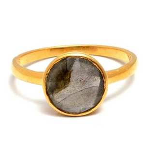 Nouvelle arrivée de pierres précieuses Bagues en argent sterling 925 Bagues en or labradorite - Product Image 1