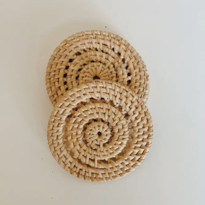 Natural Rattan <b>Coasters</b> <b>Set</b> <b>with</b> <b>Holder</b> Handwoven Round Drink <b>Coasters</b> for Table Eco Friendly Home Decor Made In Vietnam - Product Image 6