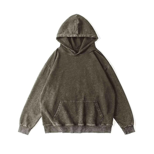 Fabricante de calidad superior Logotipo personalizado Bordado desgastado Lavado con ácido Hoddies Algodón Peso pesado Piedra lavada Sudadera con capucha para el invierno - Product Image 1