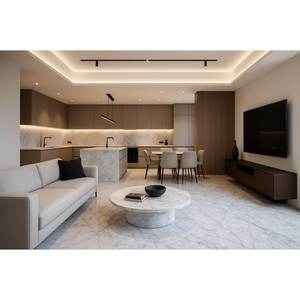 Dalle de marbre naturel de Carrare Design moderne finition de surface brossée polie aiguisée pour sol de villa de salle de bain extérieure - Product Image 1