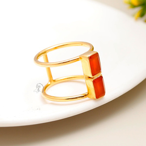 Nuevo diseño de piedras preciosas semipreciosas naturales, joyería de plata de ley 925 sólida, joyería fina, anillos, piedra cornalina rectangular - Product Image 4