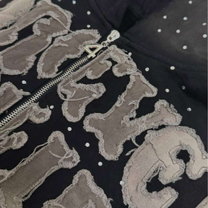 เสื้อฮู้ดสำหรับผู้ชายผ้าฝ้าย100% กรดซักด้วยพลอยเทียมสำหรับฤดูหนาวโลโก้ตามสั่ง - Product Image 3