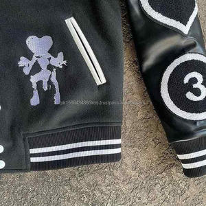 Corps en laine à manches en cuir de haute qualité avec logo brodé et patchs Varsity Jacket - Product Image 6