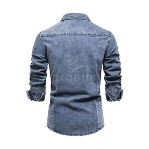 High Quality Best Price 100% Cotton Breathable <b>Jeans</b> <b>Shirt</b> <b>for</b> <b>Men's</b> Custom Color Slim Fit Casual OEM Service - Product Image 2