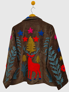 Veste à col mandarin brodée à la main avec motif cactus, manches longues, coupe ample, vêtements de printemps pour adultes, coton, taille plus pour femmes - Product Image 3