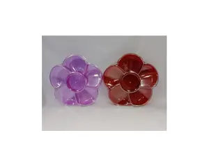 Vietnam Food Packaging Supplier PS Plastic Transparent/ Pink/ Red/ Yellow/ Violet Customized Logo High Quality with Flower Shape