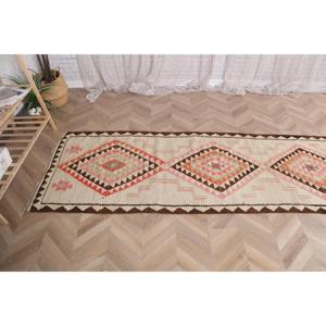 พรมวินเทจสไตล์ตุรกีขนาด 2.7x10.3 ฟุต ลายดอกไม้สีน้ำตาล ทำจากขนสัตว์ - Product Image 5