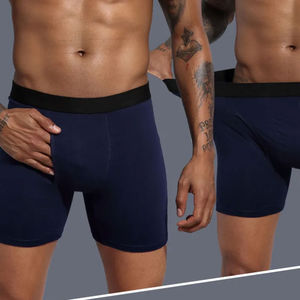 Sous-vêtements de sport pour homme en spandex/polyester noir uni, taille haute, respirants, séchage rapide, avec logo imprimé personnalisé sur la taille - Product Image 3