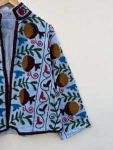 Chaqueta Suzani de algodón Unisex con bordado a mano, Abrigo acolchado de invierno para mujer, ropa corta transpirable de otoño, venta al por mayor, acabado - Product Image 3