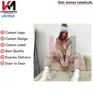 Conjunto de dos piezas para mujer Otoño Invierno Sudadera con capucha y cremallera Chaqueta gruesa y pantalones largos Chándal informal Estilo Chándales - Product Image 3