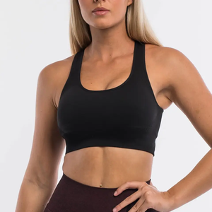 Nouvel ensemble soutien-gorge de sport sans couture sexy à maintien élevé et leggings en Spandex/Nylon avec dentelle et col rond – Confort optimal pour femme - Product Image 4