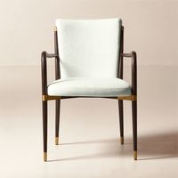 Chaise de salle à manger moderne de luxe artisanale, structure en teck massif, design écologique, coussin rembourré en tissu moelleux, blanc doré, appartement