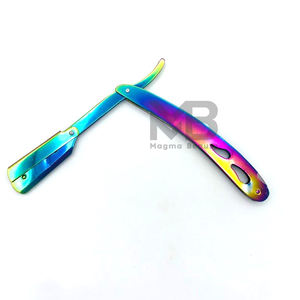 Rasoirs professionnels d'épilation en acier inoxydable de haute durabilité de couleur arc-en-ciel pour rasoir à lame remplaçable à bord tranchant unisexe bas - Product Image 6