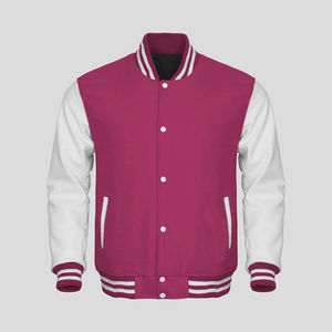 Chaqueta Universitaria de Béisbol a la Moda, Chaqueta Letterman con Mangas de Cuero y Cuerpo de Lana Morada, Chaqueta Transpirable - Product Image 4