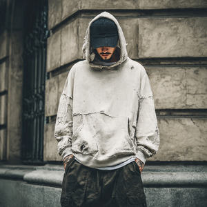 Conjunto Deportivo de Felpa con Hombros Caídos, Bordado y Desgastado para Hombre, Sudadera Extra Grande, Pantalones Deportivos Holgados, Conjunto de Invierno Ecológico - Product Image 3