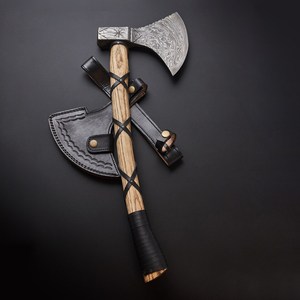 2025 Custom Handmade Stainless Steel Industrial Grade Viking Pizza <b>Axe</b> Heavy-duty Kitchen <b>Axe</b> Comes Leather Sheath Drop Shipping - Product Image 4