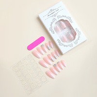 Ongles en gel ABS de style français, application sur les doigts, ongles artificiels, colle, kit de manucure, 24 pièces, fournitures pour ongles pré-conçues